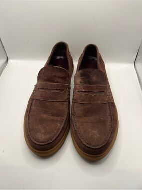 NOAH WAXMAN Men's Suede Penny Loafers in Deep Brown